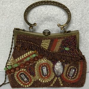 Beautiful Beaded Brown and Gold Purse